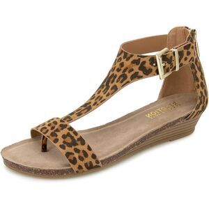 Kenneth Cole REACTION Women's Great Gal T-Strap Wedge Sandal - Leopard, Size 8